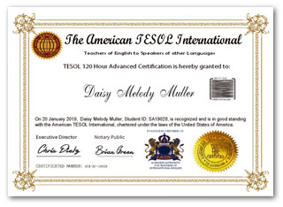 TESOL资格证书样本